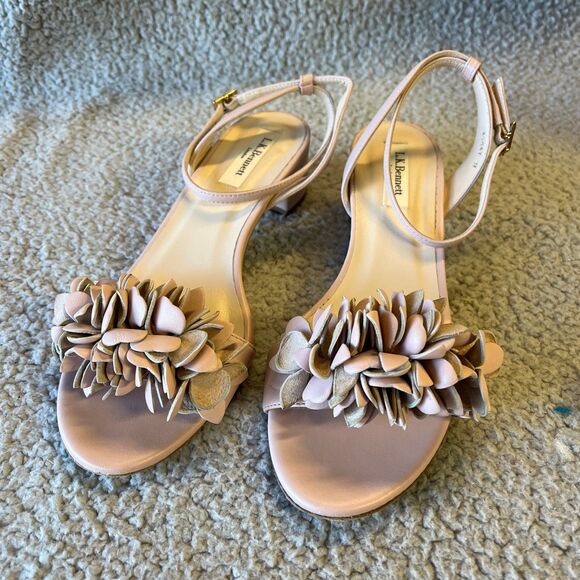 LK Bennett Sandals Women US 6 EU 37 Pink Floral Leather Ankle Strap Marshmellow - Picture 2 of 11